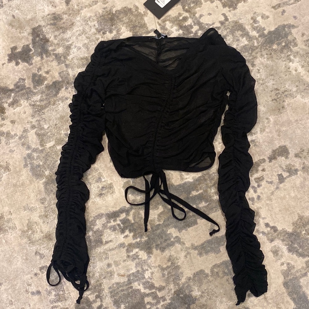 Fashion nova one more night mesh crop top size m